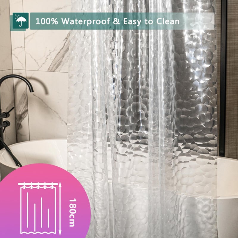 jssablo Shower Curtain Liner, 100% Waterproof EVA Shower Curtains with 3 Duty Heavy Bottom Magnets and 12 Rust Proof Grommets, 72x72 Weighted Shower Liner for Shower Stall, Bathtubs - Image 4